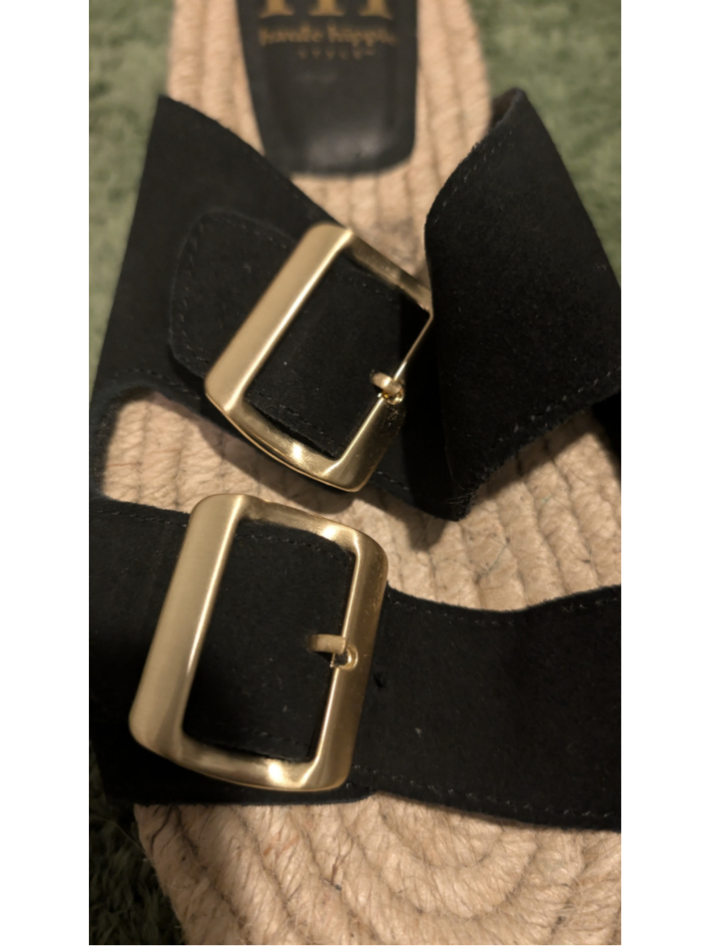 Women's Haute Hippie Black and Beige Buckle Sandals - Picture 5 of 9